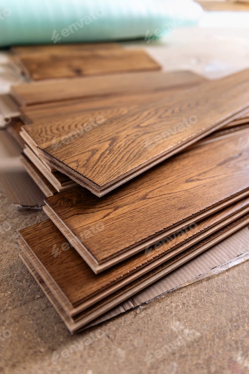 Wooden Flooring Planks Prepared for Home Installation