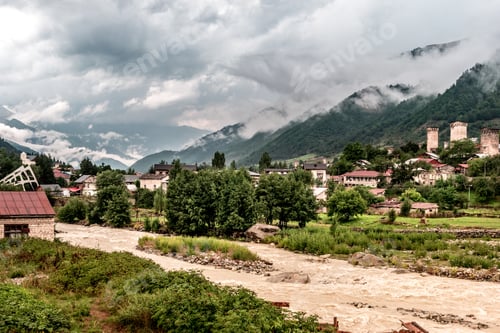Preview: Panoramic view on Mestia village, Georgia