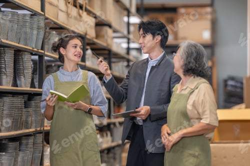 Preview: Asian Male Investor Touring Family-Run Ceramic Warehouse for Partnership Deal