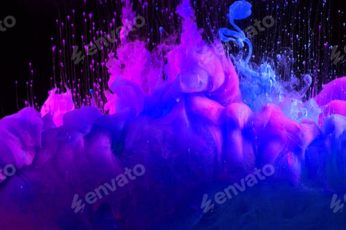 Preview: Acrylic colors in water. Ink blots. Abstract ultraviolet background.