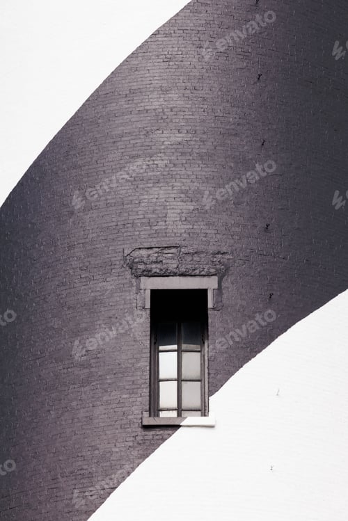 Preview: Black white painted brick wall lighthouse window