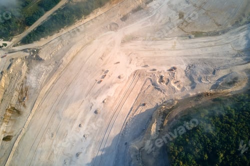 Preview: Aerial view of open pit mining site of limestone materials extraction for construction industry with