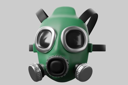 Preview: Green gas mask with silver accents