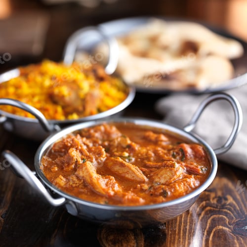 Preview: balti dish with butter chicken indian curry