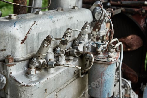 Preview: Part of old car motor engine. Machine technology
