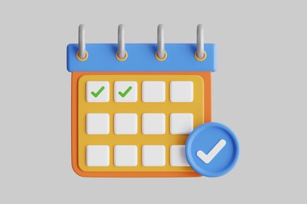 Preview: Calendar with green checkmarks and blue circle