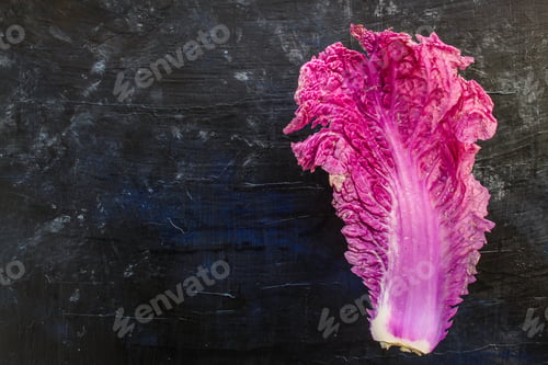 Preview: Chinese Cabbage Purple (Fresh Juicy Vegetables, Salad) Menu Concept. Background. Top View. Copy