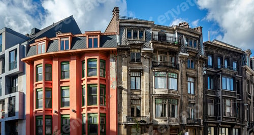 Preview: Set of buildings in the city center in Belgium.