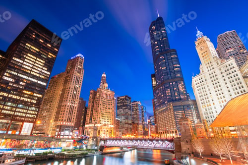 Preview: Chicago, Illinois, USA Cityscape on the River