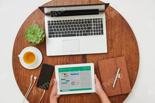 Preview: Woman using online medical application