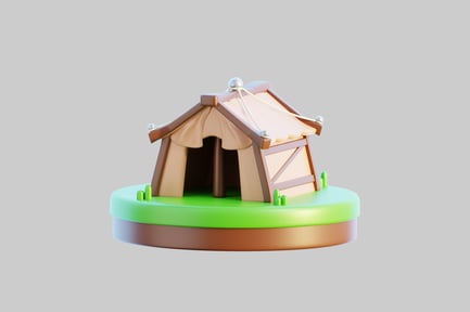 Preview: Camping tent on green base
