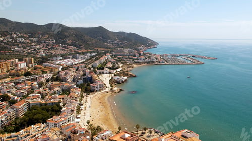 Preview: Aerial view of Sitges, a town near Barcelona in Catalonia, Spain
