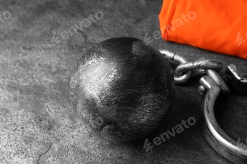 Preview: Prisoner ball with chain on grey table