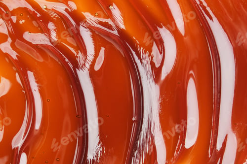 Preview: The texture of the wavy caramel closeup. View from above. Spreading caramel.