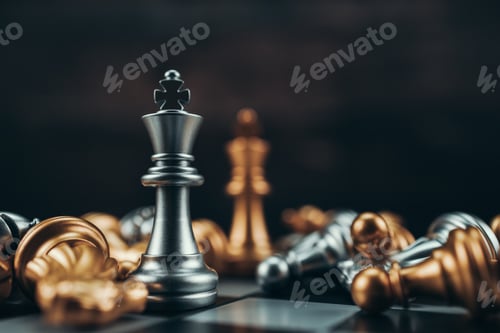 Preview: chess piece on chess board game for ideas, challenge, leadership, strategy, business, success