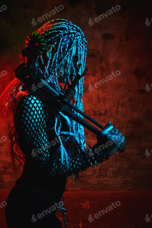 Preview: Young woman with creative make up. Halloween theme. Zombie theme.