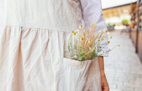 Preview: Young beautiful woman in white shirt, beige sundress
