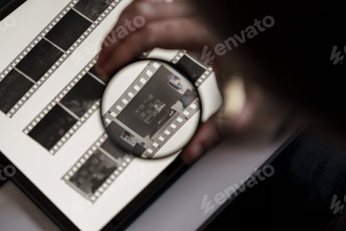 Preview: Analyzing negatives with a magnifying glass on lightbox