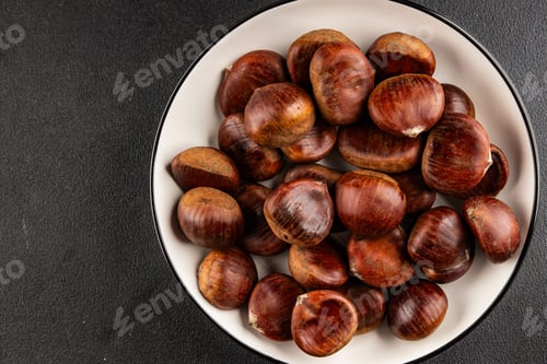 Preview: Edible chestnuts delicious treat tasty snack fresh gourmet food background on table food