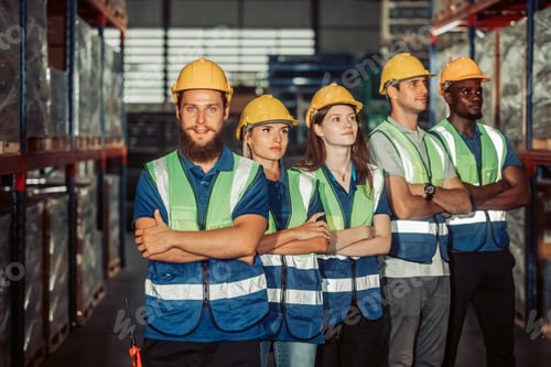 Preview: Diverse warehouse team create empowerment, confidence. Collaboration drives excellence in logistics