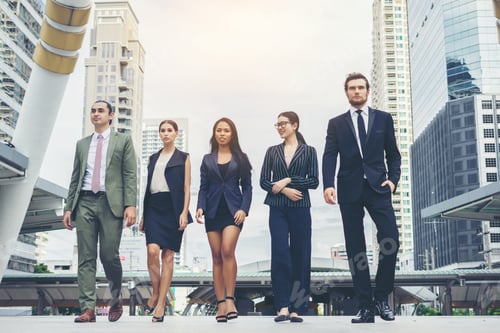 Preview: Portrait Of Business people worker Team Outside.