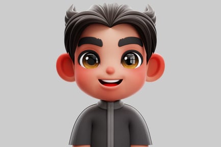 Preview: Happy Chibi Korean Boy With Black Shirt