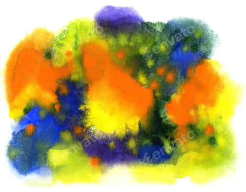 Preview: Watercolor Painting with Abstract Shape and Vibrant Colors