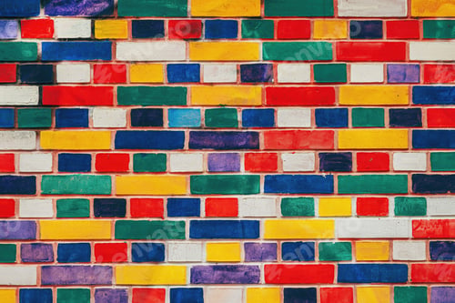 Preview: Multicolor brick wall pattern as design element
