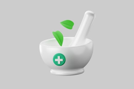 Preview: Mortar and pestle with leaves