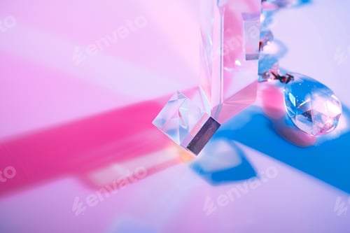Preview: Glass crystal prism. Multicolor light effect