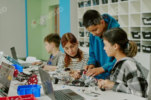 Preview: Kids Making Robot in Classroom