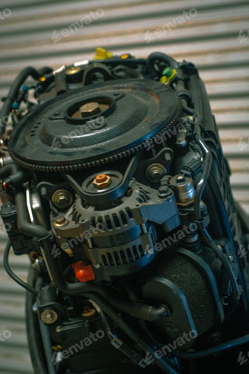 Preview: Closeup of an open boat engine