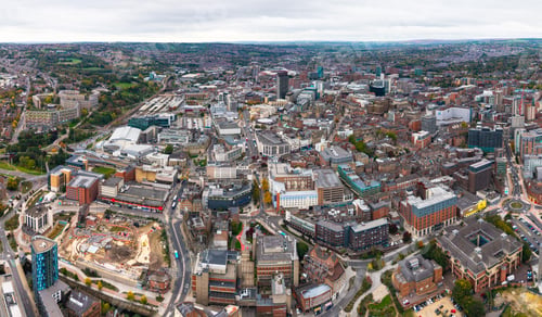 Preview: Aerial view of Sheffield city centre in South Yorkshire