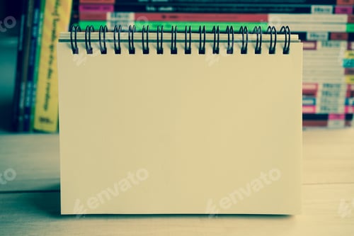 Preview: Blank Paper Notebook On The Book Background