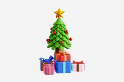 Preview: 3D Christmas Tree with Wrapped Gift Boxes