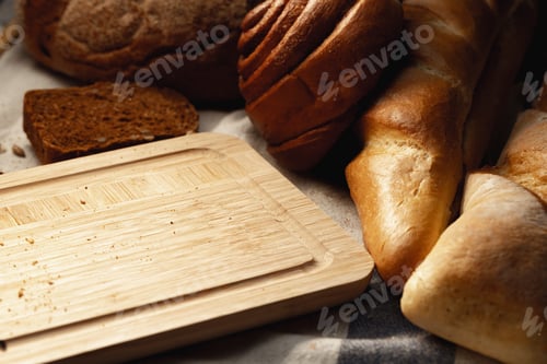 Preview: Cut bread assortment for a background, close up
