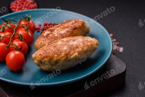 Preview: Delicious fresh fried minced fish cutlets with spices and herbs