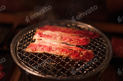 Preview: Grilling wagyu beef on charcoal grill