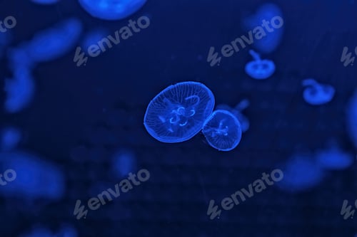Preview: Shooting macro Jellyfish Aurelia Aurita underwater