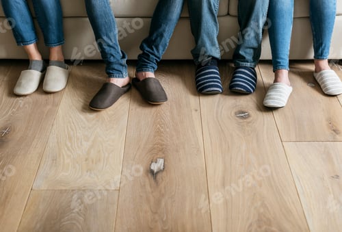 Preview: Pairs of legs with wooden floor