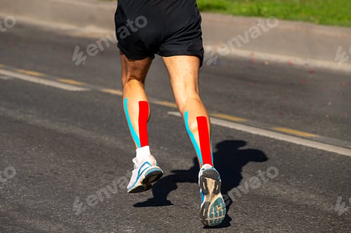 Preview: Kinesiotaping on runner calf muscle