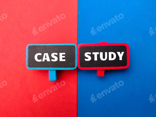 Preview: Words CASE and STUDY on a red and blue background