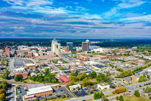 Preview: Aerial view of the city of Greensboro, North Carolina, showing the downtown skyline.