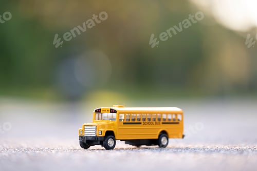 Preview: Model of classical american yellow school bus for transporting of kids to and from school