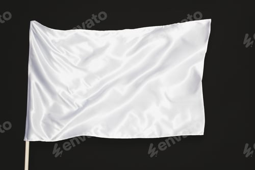Preview: white satin flag isolated on black