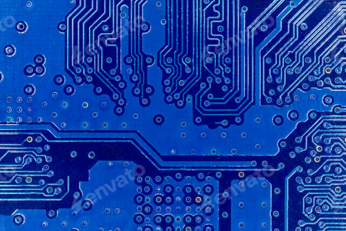 Preview: close up of blue electronics circuit board
