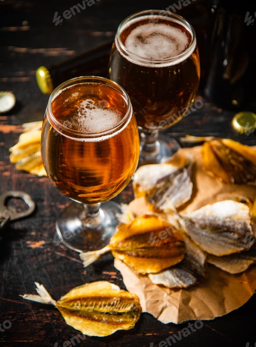 Preview: Beer and dried fish.