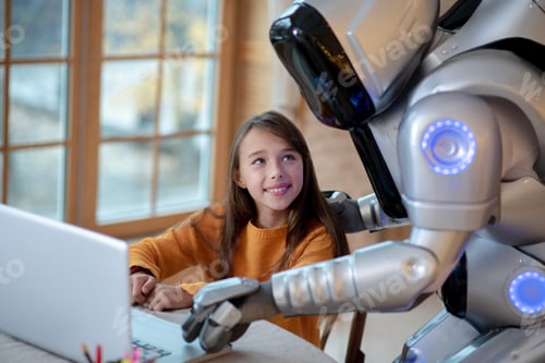 Preview: Robot helping a girl with her homework