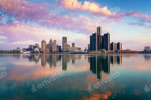 Preview: Detroit, Michigan, USA Skyline on the Detroit River