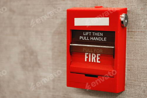 Preview: Fire alarm box on the wall close up